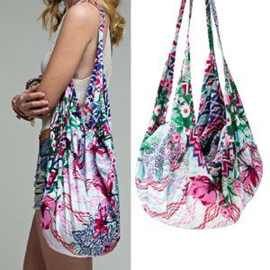 Hibiscus Boho Style Hammock Sling Bag Bohemian Floral Festival Print Handbag NEW